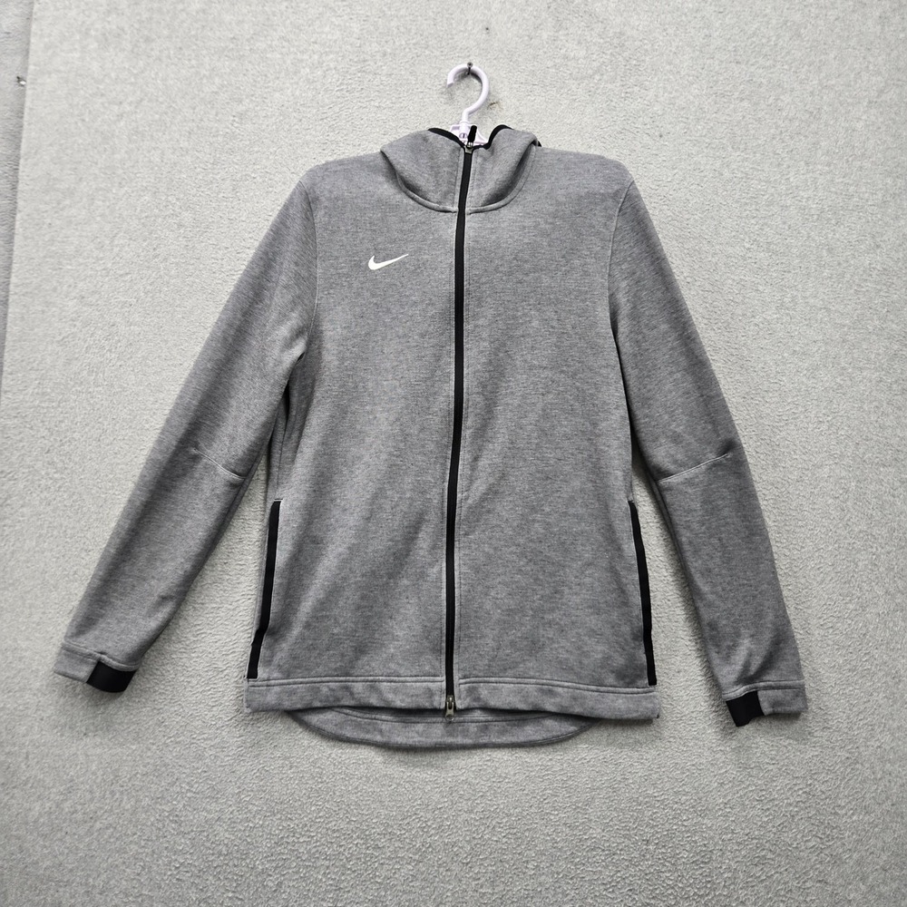 Nike Men Jacket M Gray Embroidered Dri-Fit Activewear Zipper Logo Stretch